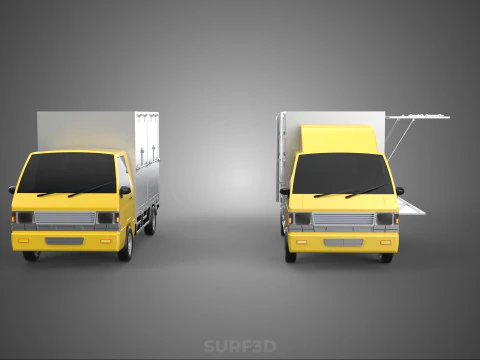 LIGHT DUTY BOX TRUCK DELIVERY CARGO PACKAGE PICKUP VAN LORRY CAR 3D Model
