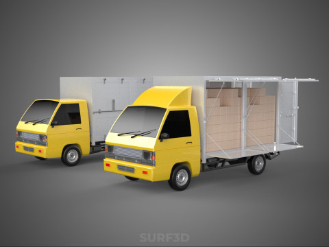 LIGHT DUTY BOX TRUCK DELIVERY CARGO PACKAGE PICKUP VAN LORRY CAR Model 3D