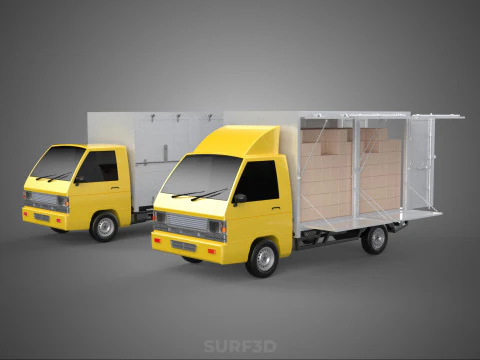 LIGHT DUTY BOX TRUCK DELIVERY CARGO PACKAGE PICKUP VAN LORRY CAR 3D Model