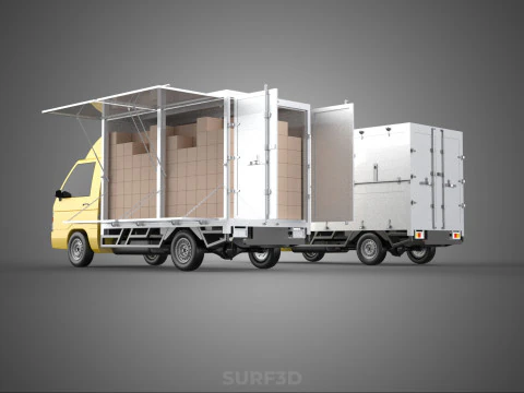LIGHT DUTY BOX TRUCK DELIVERY CARGO PACKAGE PICKUP VAN LORRY CAR 3D Model
