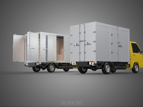 LIGHT DUTY BOX TRUCK DELIVERY CARGO PACKAGE PICKUP VAN LORRY CAR Model 3D