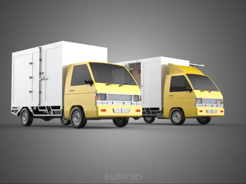 LIGHT DUTY BOX TRUCK DELIVERY CARGO PACKAGE PICKUP VAN LORRY CAR 3D Model
