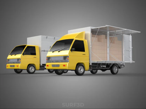 LIGHT DUTY BOX TRUCK DELIVERY CARGO PACKAGE PICKUP VAN LORRY CAR 3D Model