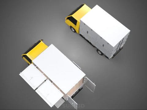 LIGHT DUTY BOX TRUCK DELIVERY CARGO PACKAGE PICKUP VAN LORRY CAR 3D Model