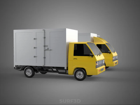 LIGHT DUTY BOX TRUCK DELIVERY CARGO PACKAGE PICKUP VAN LORRY CAR 3D Model