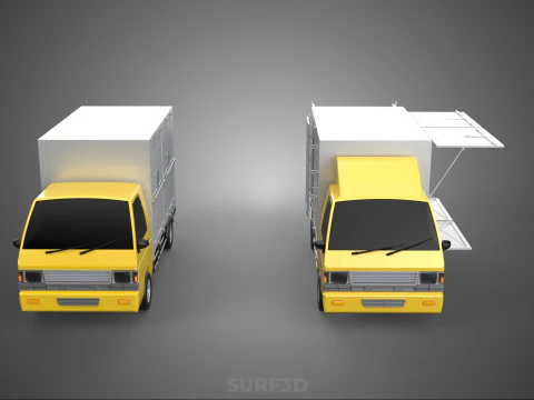 LIGHT DUTY BOX TRUCK DELIVERY CARGO PACKAGE PICKUP VAN LORRY CAR 3D Model