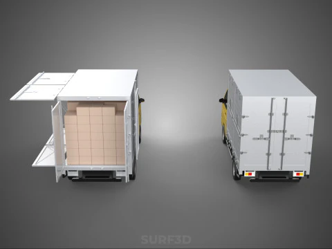 LIGHT DUTY BOX TRUCK DELIVERY CARGO PACKAGE PICKUP VAN LORRY CAR 3D Model