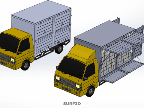 LIGHT DUTY BOX TRUCK DELIVERY CARGO PACKAGE PICKUP VAN LORRY CAR 3D Model