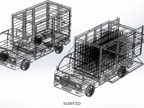 LIGHT DUTY BOX TRUCK DELIVERY CARGO PACKAGE PICKUP VAN LORRY CAR 3D Model