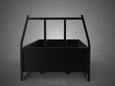 FLATDECK PICKUP TRUCK BED HEADBOARD STRUCTURE FRAME HEAD RACK 3D Model