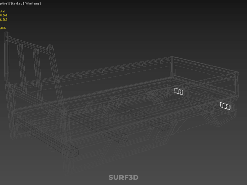 FLATDECK PICKUP TRUCK BED HEADBOARD STRUCTURE FRAME HEAD RACK 3D Model