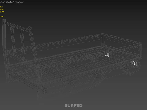 FLATDECK PICKUP TRUCK BED HEADBOARD STRUCTURE FRAME HEAD RACK 3D Model