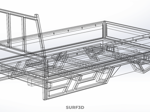 FLATDECK PICKUP TRUCK BED HEADBOARD STRUCTURE FRAME HEAD RACK 3D Model