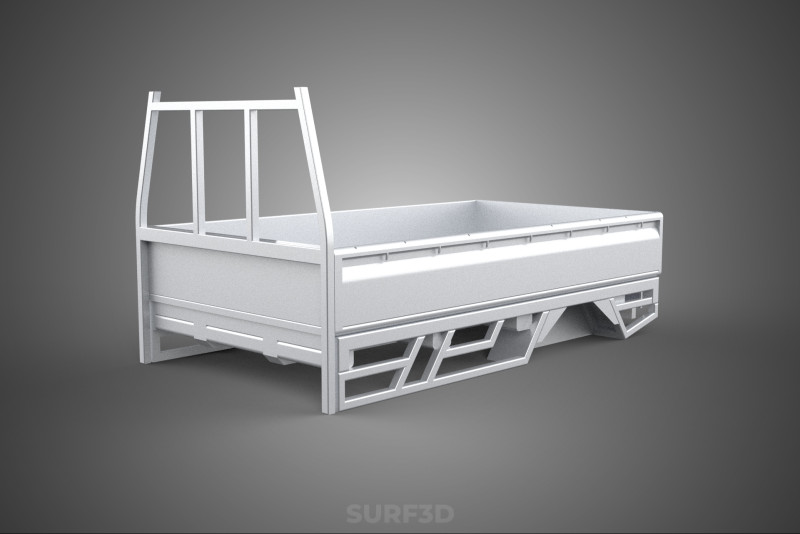 BAKKIE UTE PICKUP TRUCK FLAT BED CHASSIS BACK TRAY HEADBOARD VAN 3D Модель .c4d .max .obj .3ds .fbx .stl .blend