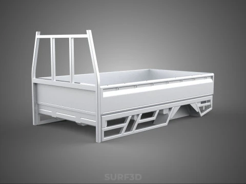 BAKKIE UTE PICK-UP TRUCK FLAT BED CHASSIS ACHTERBAK HOOFDBORD BESTELWAGEN 3D Model