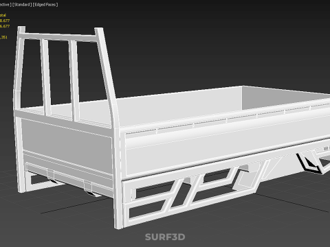 BAKKIE UTE PICKUP TRUCK FLAT BED CHASSIS BACK TRAY HEADBOARD VAN 3D Модель