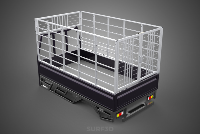 CAGE ENCLOSURE PICKUP FLAT DECK TRUCK CARGO BED FRAME REAR BODY 3D 模型 .c4d .max .obj .3ds .fbx .stl .blend