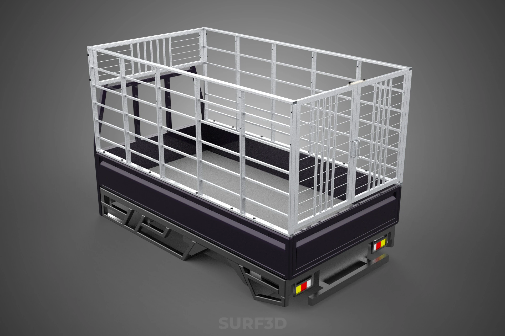 CAGE ENCLOSURE PICKUP FLAT DECK TRUCK CARGO BED FRAME REAR BODY 3D Model .c4d .max .obj .3ds .fbx .stl .blend 