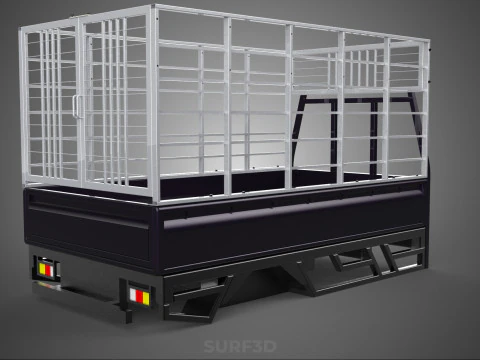 CAGE ENCLOSURE PICKUP FLAT DECK TRUCK CARGO BED FRAME REAR BODY 3D Model