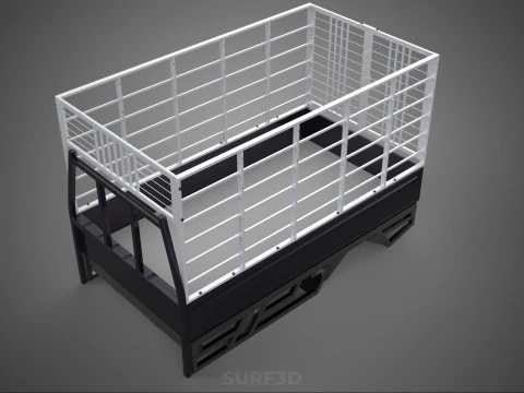 CAGE ENCLOSURE PICKUP FLAT DECK TRUCK CARGO BED FRAME REAR BODY 3D Model
