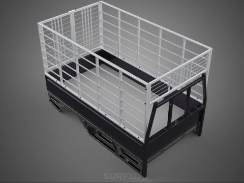 CAGE ENCLOSURE PICKUP FLAT DECK TRUCK CARGO BED FRAME REAR BODY 3D Model