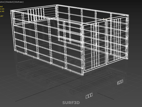 CAGE ENCLOSURE PICKUP FLAT DECK TRUCK CARGO BED FRAME REAR BODY 3D 模型