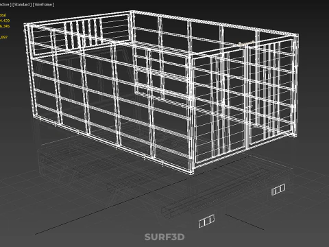 CAGE ENCLOSURE PICKUP FLAT DECK TRUCK CARGO BED FRAME REAR BODY 3D Model