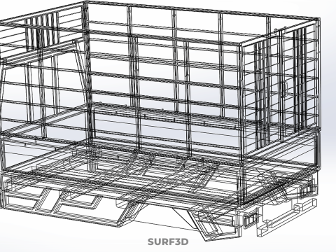 CAGE ENCLOSURE PICKUP FLAT DECK TRUCK CARGO BED FRAME REAR BODY 3D 模型