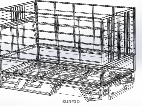 CAGE ENCLOSURE PICKUP FLAT DECK TRUCK CARGO BED FRAME REAR BODY 3D Model