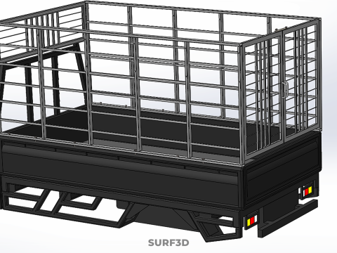 CAGE ENCLOSURE PICKUP FLAT DECK TRUCK CARGO BED FRAME REAR BODY 3D 模型