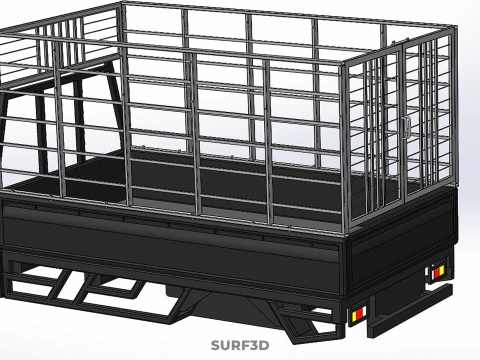 CAGE ENCLOSURE PICKUP FLAT DECK TRUCK CARGO BED FRAME REAR BODY 3D Model