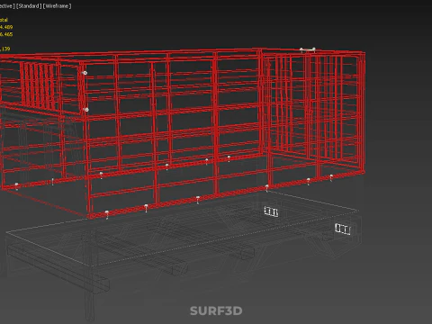 СТОЙКА ДЛЯ ПЕРЕВОЗКИ ДЛЯ ПТИЦЫ И ЦЫПЛ ЗАБОР КЛЕТКА ГРУЗОВОЙ АВТОМОБИЛЬ-ПИКАП 3D Модель