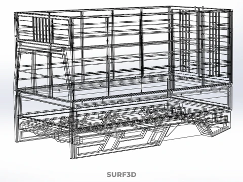 СТОЙКА ДЛЯ ПЕРЕВОЗКИ ДЛЯ ПТИЦЫ И ЦЫПЛ ЗАБОР КЛЕТКА ГРУЗОВОЙ АВТОМОБИЛЬ-ПИКАП 3D Модель