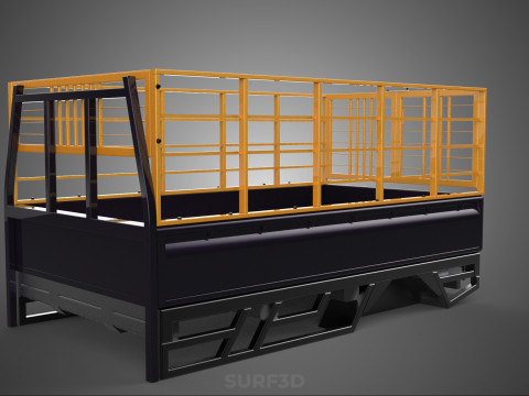 CARGO CAGE PICKUP TRUCK TRANSPORT DELIVERY LOGISTICS COMMERCIAL 3D Model