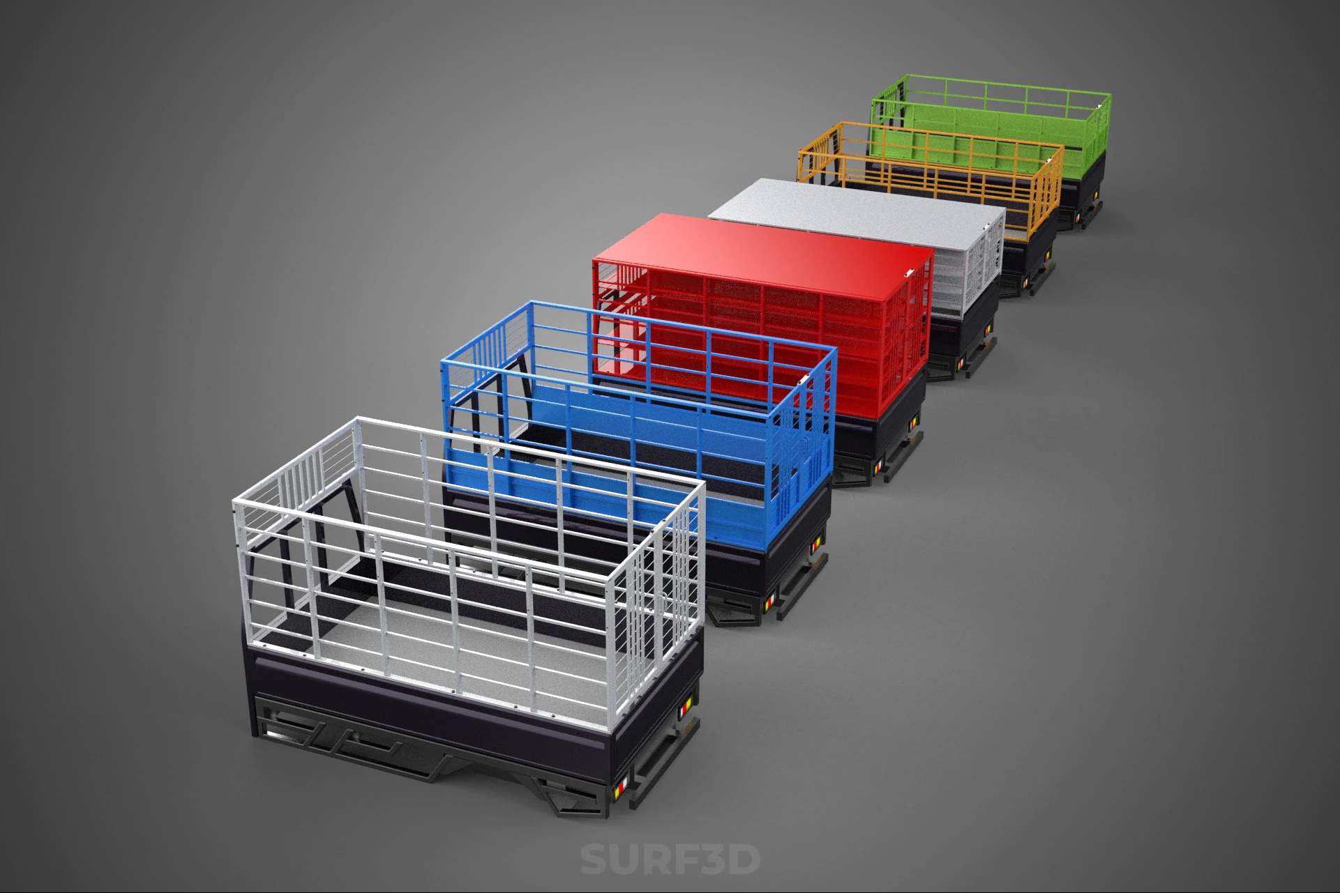 COLLECTION CAGE BAKKIE UTE PICKUP TRUCK TRANSPORT DELIVERY CARGO 3D Model .c4d .max .obj .3ds .fbx .stl .blend 