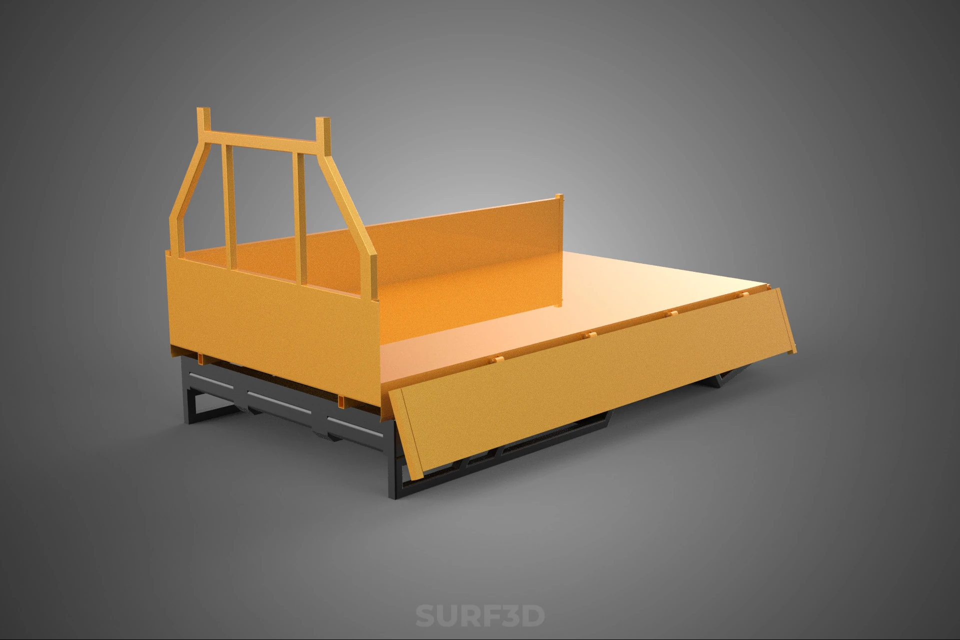 FLATDECK FLATBED DROP SIDE LOAD BED BODY DOOR GATE PICKUP TRUCK 3D Model .c4d .max .obj .3ds .fbx .stl .blend 