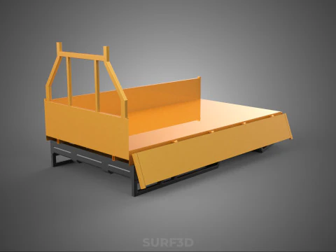 FLATDECK PIANALE RIBALTABILE CASSONE DI CARICO PORTA CANCELLO PICKUP TRUCK Modello 3D