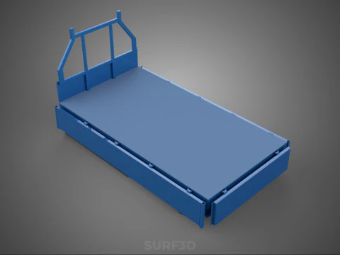 3 WAY WIDE DECK DROP SIDE LOAD BED BODY PICKUP TRUCK GATE DOOR 3D Model
