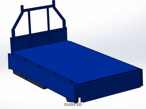 3 WAY WIDE DECK DROP SIDE LOAD BED BODY PICKUP TRUCK GATE DOOR Modello 3D