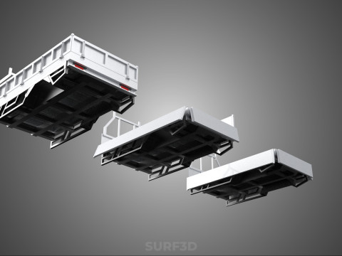 3 MODE DROP SIDE BED BODY GATE DOOR PICKUP TRUCK WIDE DECK CAR 3D 模型