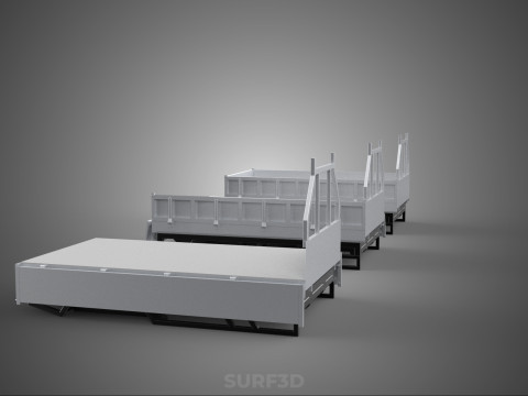 3 MODE DROP SIDE BED BODY GATE DOOR PICKUP TRUCK WIDE DECK CAR 3D 模型