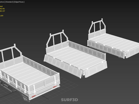 3 MODE DROP SIDE BED BODY GATE DOOR PICKUP TRUCK WIDE DECK CAR 3D 模型