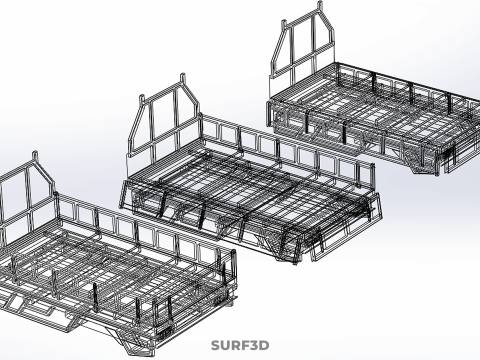 3 MODE DROP SIDE BED BODY GATE DOOR PICKUP TRUCK WIDE DECK CAR 3D 模型