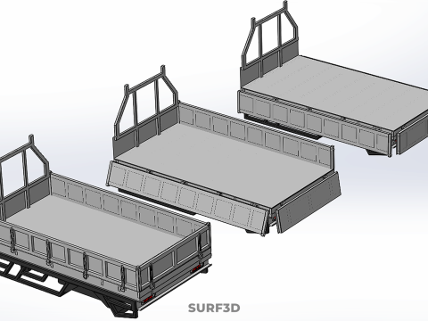3 MODE DROP SIDE BED BODY GATE DOOR PICKUP TRUCK WIDE DECK CAR 3D 模型