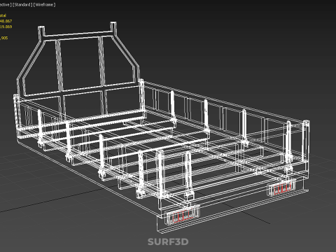 CARGO BED PICKUP TRUCK PLATFORM FRAME HEADBOARD BACK TRAY RACK Model 3D