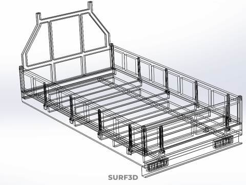 CARGO BED PICKUP TRUCK PLATFORM FRAME HEADBOARD BACK TRAY RACK Model 3D