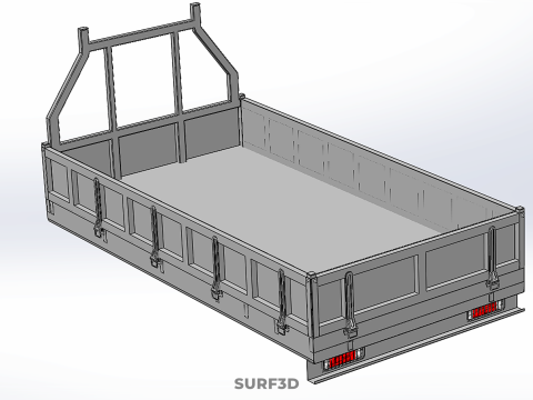 CARGO BED PICKUP TRUCK PLATFORM FRAME HEADBOARD BACK TRAY RACK Model 3D