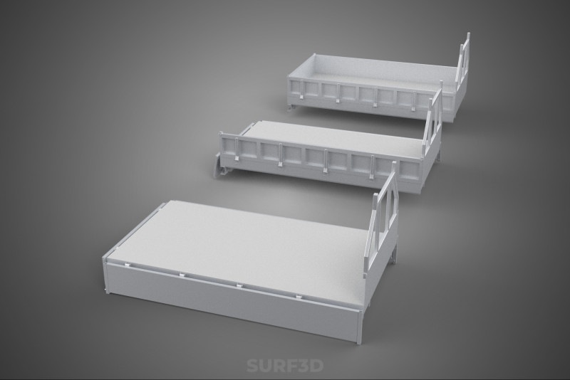 OPEN CLOSED TRUCK BACK 3 WAY WIDE DECK DROP SIDE LOAD BED PICKUP 3D Model .c4d .max .obj .3ds .fbx .stl .blend
