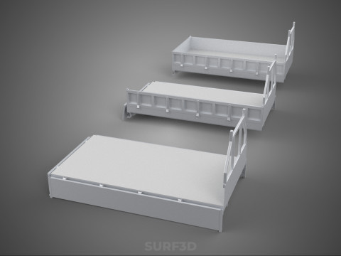 OPEN CLOSED TRUCK BACK 3 WAY WIDE DECK DROP SIDE LOAD BED PICKUP 3D Model