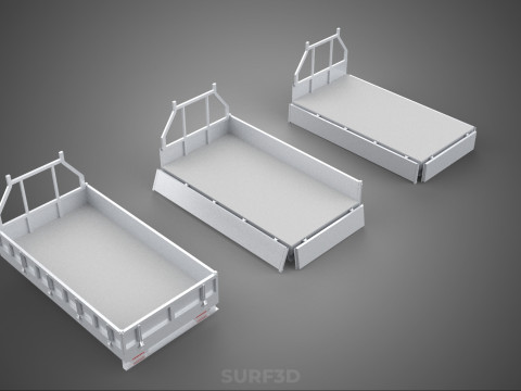 OPEN CLOSED TRUCK BACK 3 WAY WIDE DECK DROP SIDE LOAD BED PICKUP 3D Model